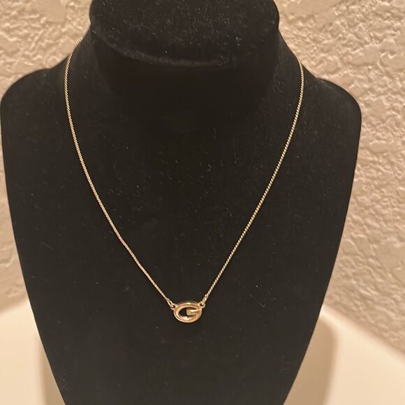 Givenchy Gold Plated G Center Pendant Necklace Luxury Logo Stackable Everyday - Picture 1 of 8